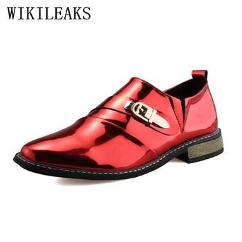 

2020 Designer Luxury Brand Wedding Shoes Man Patent Leather Metal Buckle Business Shoes For Men Formal Mariage Mens Dress Shoes