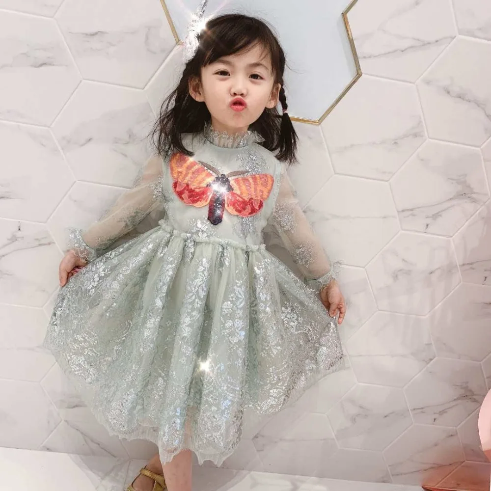 Платья для маленьких девочек, кружевное платье с эмаль высокого качества, Вышитое Платье с вышивкой, Детская летняя модная одежда