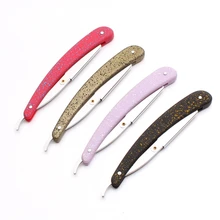 15x2 см 1 комплект мужской резиновый и пластиковый прямой Опасная бритва стальная бритва складной нож для бритья Инструменты для удаления волос+ 1 лезвие 6107