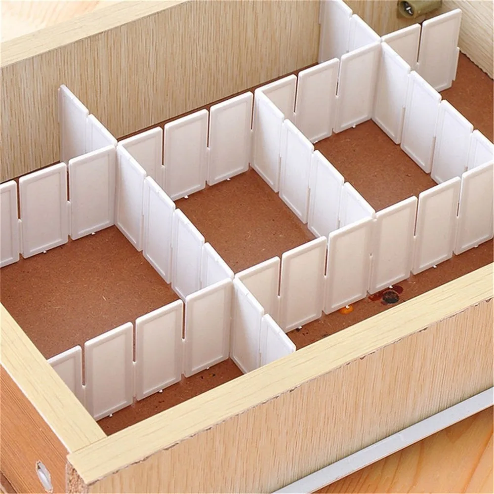 

6Pcs DIY Grid Drawer Divider Household Necessities Storage Organizer Plastic Divider For Desk Drawer Closet Space-saving Tools