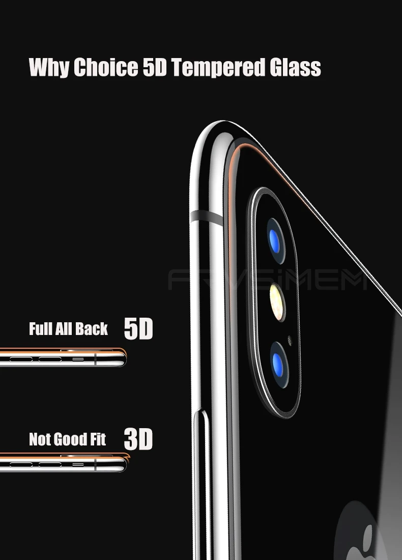 Высококачественное 5D закалённое заднее стекло для iphone XS MAX XR X 7 8 Plus 4D+ Полное покрытие стекло защитная задняя стеклянная пленка чехол