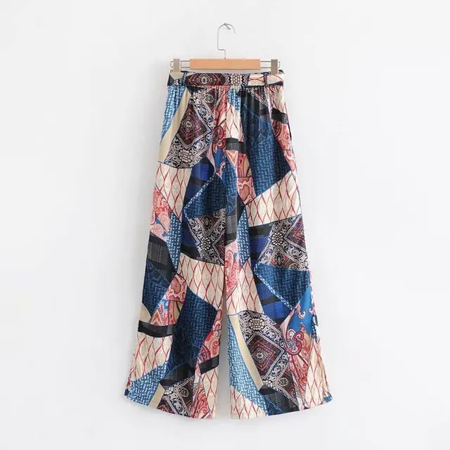 European and American style ladies' clothing Summer and summer holiday style high waist with printed wide leg pants European and American style ladies' clothing Summer and summer holiday style high waist with printed wide leg pants