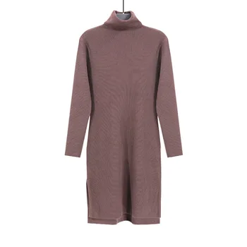 

turtleneck Pullovers Fashion Women Fashion Autumn Winter Long Sweater Dress Ladies Warm Split Sweater Dress