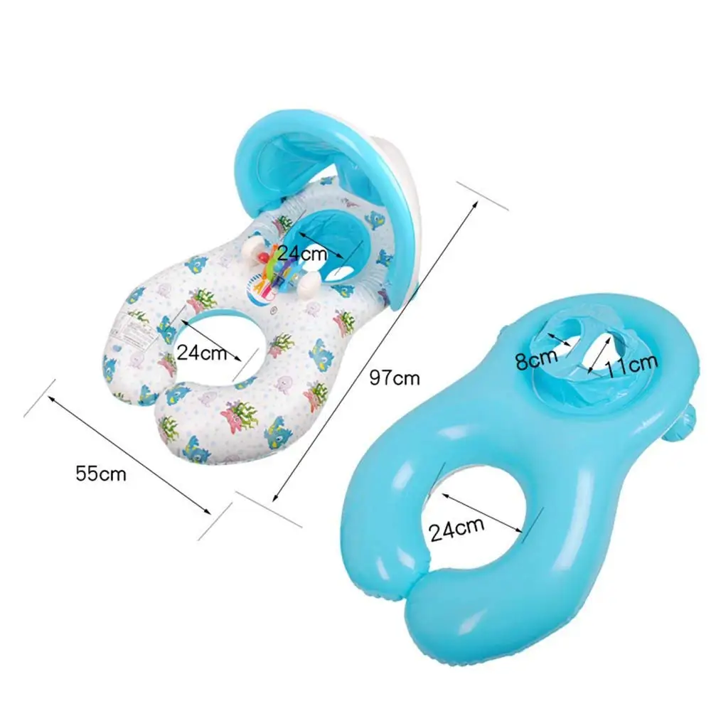 Mother and Kids Swim Seat Float Rings Baby Swimming Pool Inflatable Swim Boat with Sunshade Protection Swimming Accessories Mother and Kids Swim Seat Float Rings Baby Swimming Pool Inflatable Swim Boat with Sunshade Protection Swimming Accessories