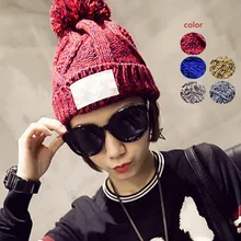 Trendy 2017 Women Warm Knitted Beanie Caps Skullies & Beanies Winter Autumn Hats with Ball JL