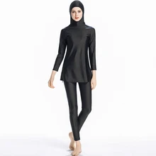 Скромные Женские мусульманские скромные купальники хиджаба, длинный рукав Burkinis Мусульманский купальник топ+ брюки купальник Дамский mAh
