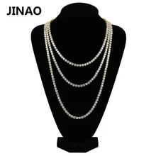 JINAO 1 ряд цвета: золотистый, серебристый Цепочки и ожерелья ААА кубического циркония с креплением микро-паве все для тенниса с украшениями в лаборатории CZ камни Цепочки и ожерелья для Для мужчин Для женщин