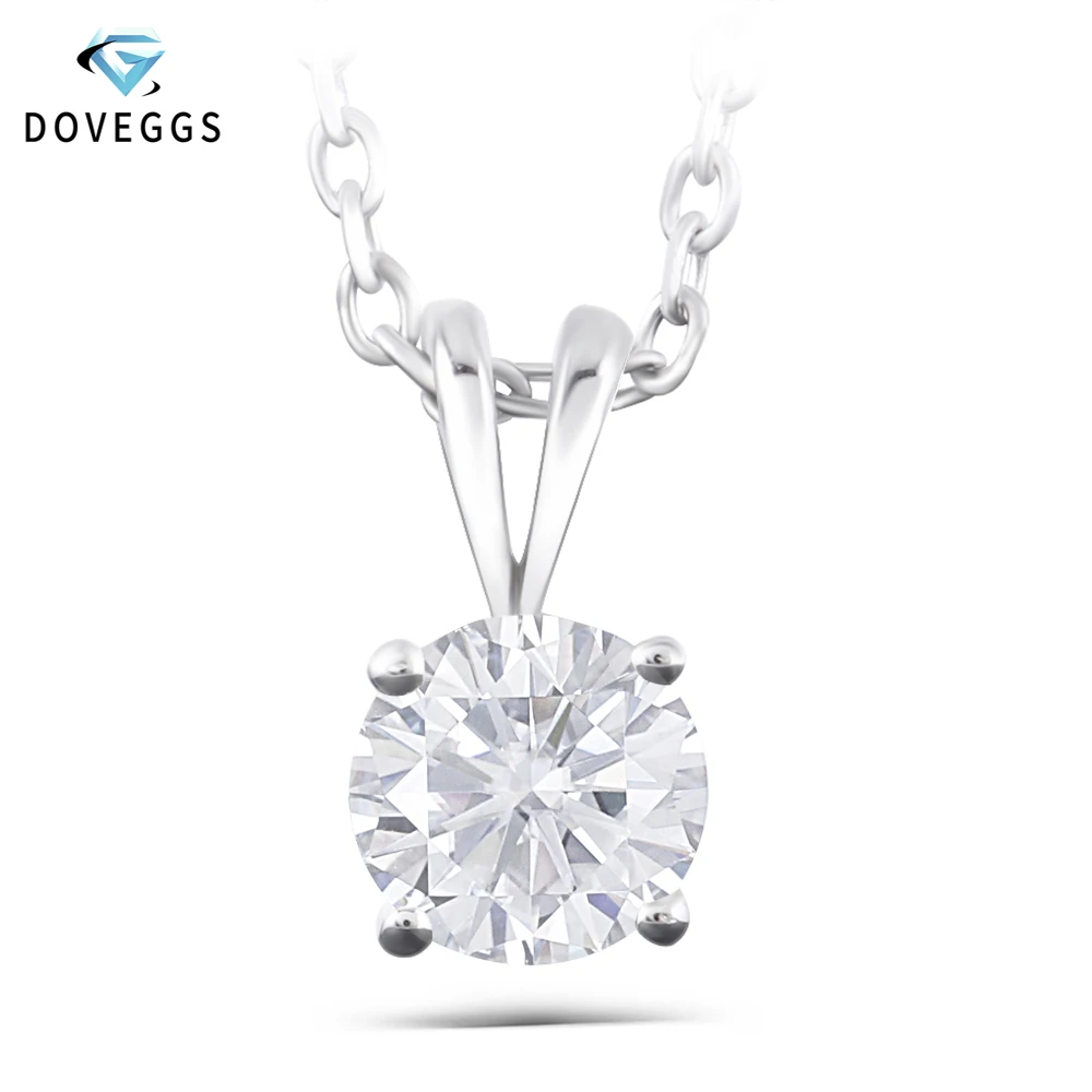 DovEggs 14K 585 Белое золото 1CTW 6 5 мм Сердце и стрелы цвет GH Moissanite ожерелье для женщин