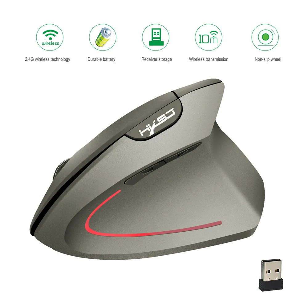 

Vertical Mouse 2.4G Wireless Mouse Rechargeable Mouse Built-in 600 mA Battery Adjustable 2400dpi Suitable For Office Games