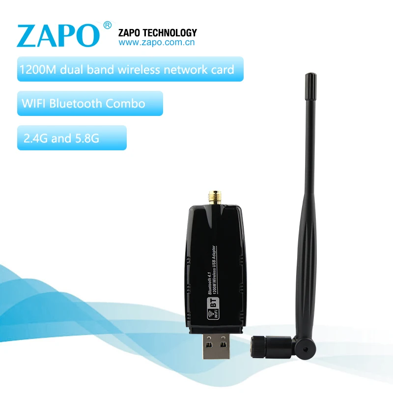 

ZAPO Powerful 5GHz WiFi 1200Mbps Wireless USB 3.0 Add Bluetooth 4.1 LAN Adapter High Gain Antenna Network Card For Windows Linux