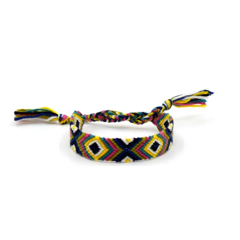 Ручной работы 20 шт./лот разноцветные винтажные богемные плетеная веревка из хлопка наручные Браслеты Этнические браслеты для мужчин и женщин