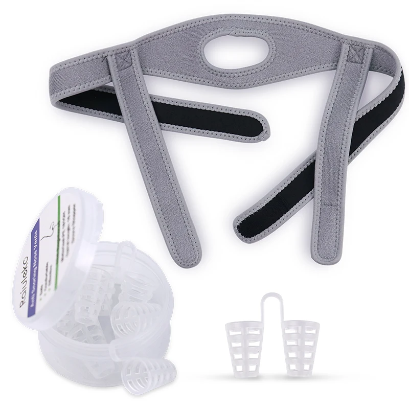 Stop Snoring Device Sleeping Aid Equipment Nose Clip Nasal Dilator CPAP Anti Snoring Chin Strap