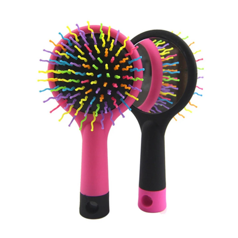 

1pc new rainbow hair brush for brazilian indian keratin extension human wig styling candy magic comb tools escova de cabelo