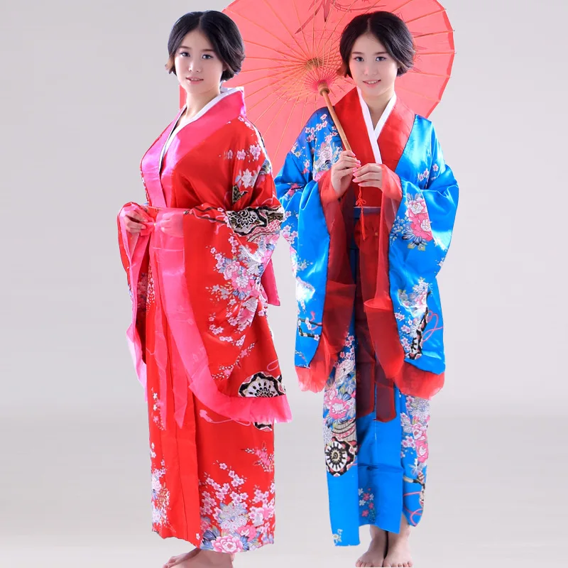 

Women Japanese Traditional Costume Female Flower Japanese Kimono Dress for Stage Cosplay Lady Yukata Costume Kimono