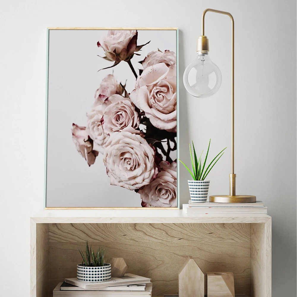 

Flower Pink Peony Nordic Wall Art Canvas Poster and Print Flowers Canvas Painting Picture for Living Room scandinavian Decor