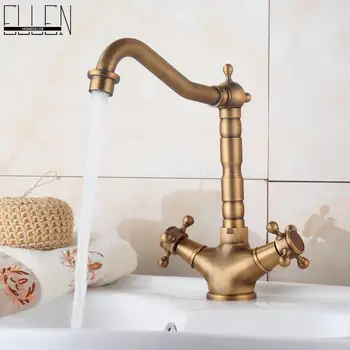 

Antique Faucet Bronze Bathroom Sink Water Mixer Tap 360 degree Rotate Cold and Hot Water Faucets Copper EL8501