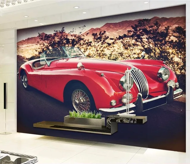 US $14.73 Custom mural 3d room wallpaper Landscape Classical red sports car wall papers home decor 3d wall mu