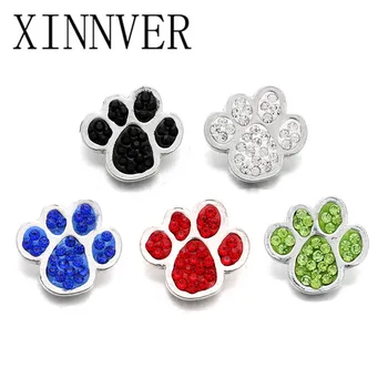 

10pcs/lot Mix Snap Jewelry Buttons Rhinestone 18mm Snap Buttons Fit 18mm Snap Bracelets Women Footprint button jewelry
