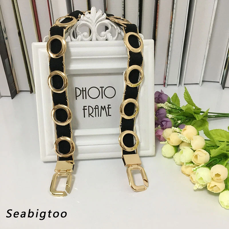 

Circle Metal Elastic belts for women fashion belt 2018 decorated waist chain belts female ladies dresses gold belts
