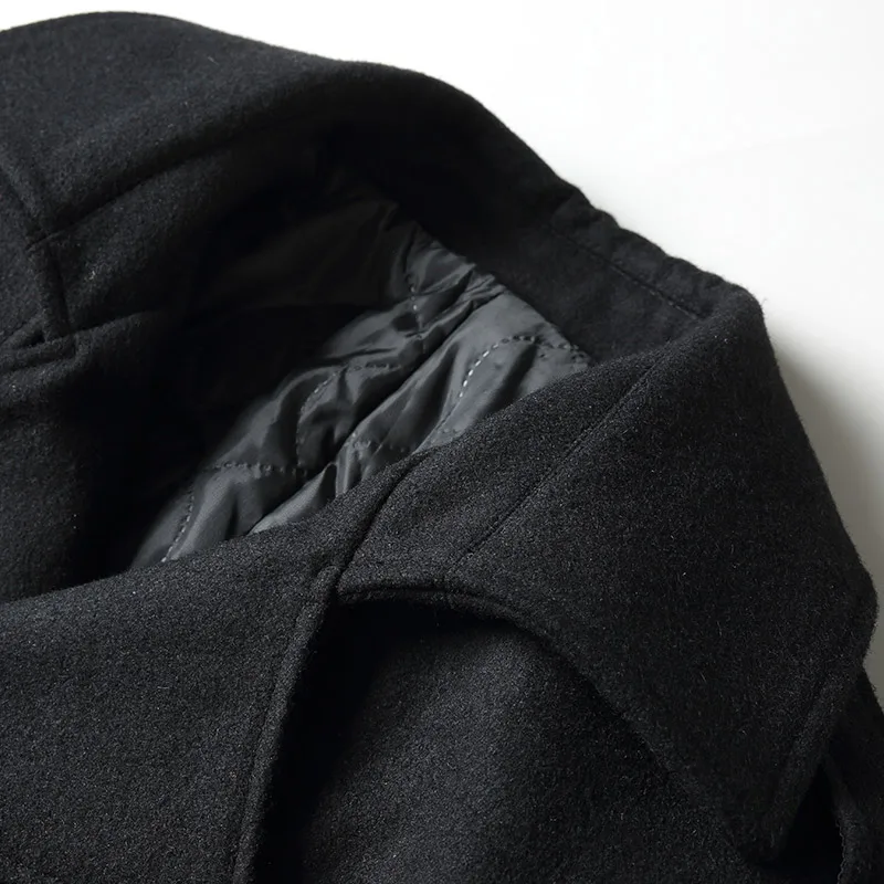 Модный бушлат Для мужчин Демисезонный двубортный Повседневное длинные шерстяные пальто Для мужчин s Пальто Мужской Бушлат