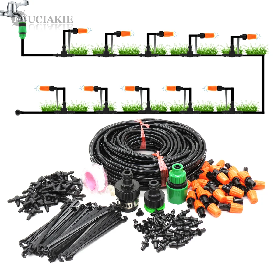 

MUCIAKIE 25m DIY Automatic Micro Drip Irrigation System Plant Self Watering Nozzles Garden Hose Kits With Adjustable Dripper