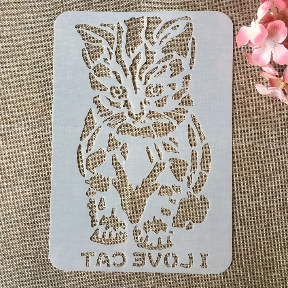 

18*26cm Sit Down Cat I Love Cat DIY Layering Stencils Painting Scrapbook Coloring Embossing Album Decorative Card Template