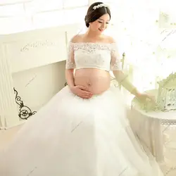 Белое платье для беременных Подставки для фотографий для беременных платье для фотосессии Беременность платье фотографии одежды для