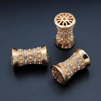 

Spacer Beads Quality Gold Color Hollow Pattern Hole 2mm Rhinestone CZ Connectors Charms for Fashion Necklace Jewelry Making DIY