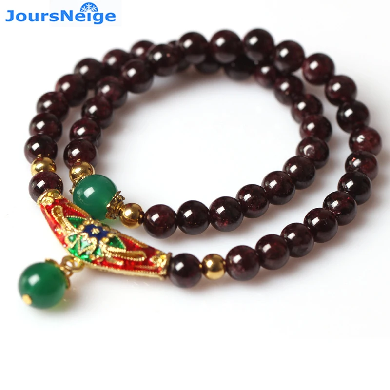 

Wholesale Natural Garnet Stone Bracelets Wine Red Bead With Roasted Blue Accessories Green Ball Bracelets For Women Jewelry