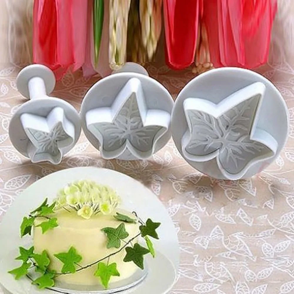 

3Pcs/Set Maple Leaf Snowflakes butterfly Shape Fondant Cookie Cake Sugarcraft Plunger Cutters Mold Tools Cookie Cutter