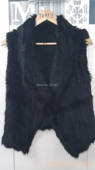 

Autumn and winter women's brand top quality fashion 100% genuine rabbit fur vest knitted fur vest waistcoat tb091