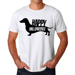 Хот дог счастливый Halloweenie забавная Мужская Футболка вязаная удобная ткань уличный стиль Мужская футболка