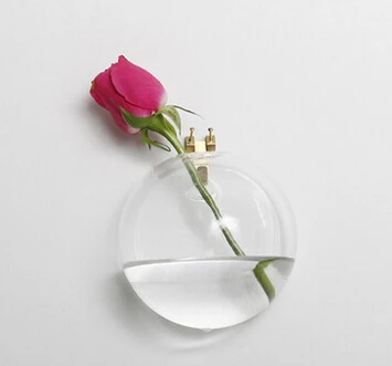 Hanging walls wall vase transparent glass vase hydroponic brief fashion at home decoration bottle - Цвет: 2