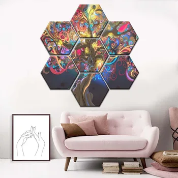 

Modular New Poster Wall Art Home Decor 7 Piece Psychedelic Colouful Light the Tree Pictures Modern Print Type Canvas Painting