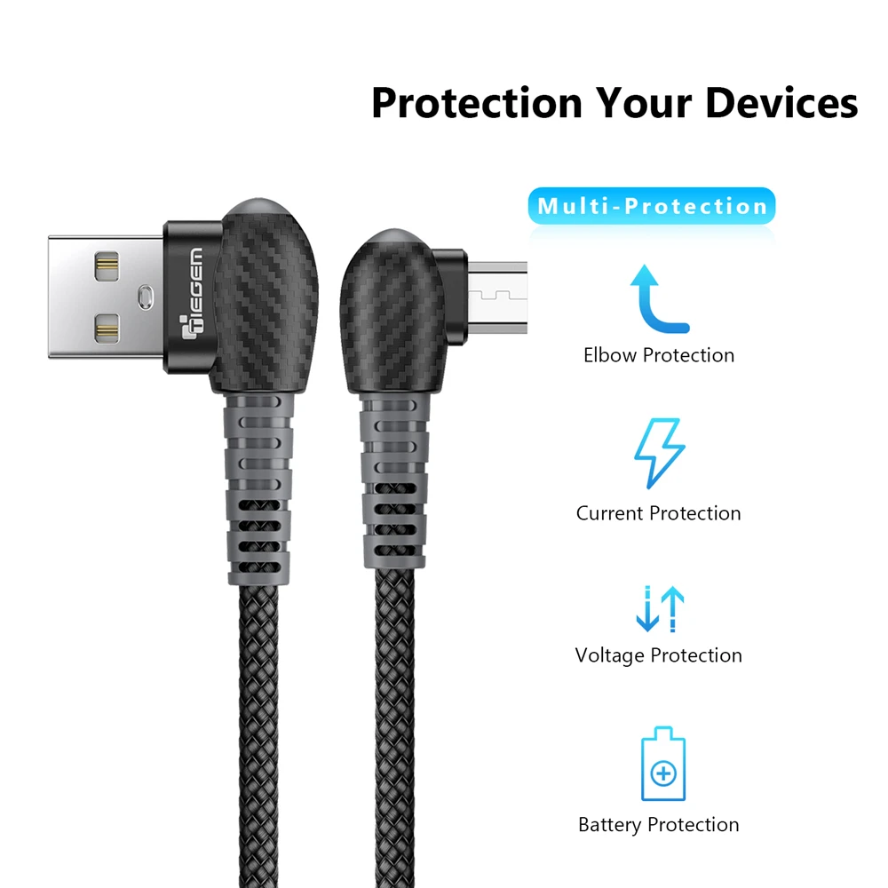 TIEGEM Micro USB Cable 2A Fast Charging Sync Data Cable for Samsung Galaxy C5 1M 2M Huawei Xiaomi 90-Degree Mobile Phone Cables TIEGEM Micro USB Cable 2A Fast Charging Sync Data Cable for Samsung Galaxy C5 1M 2M Huawei Xiaomi 90-Degree Mobile Phone Cables