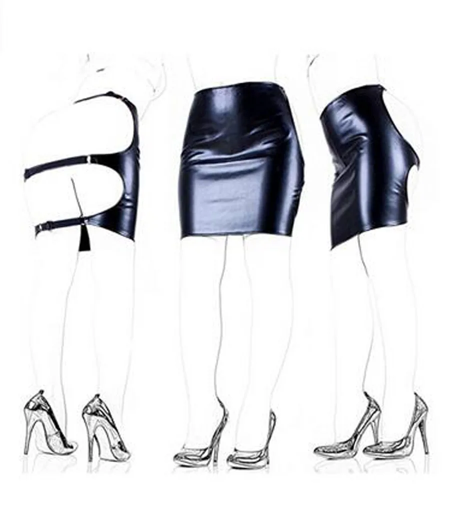 Women's Latex Leather Spanking Open Mini Skirt Accessory Fetish Lingerie BDSM Sexy Dress Sex Toys For Woman | Красота и здоровье
