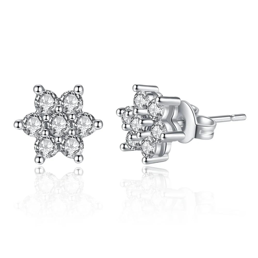 

Fashion Charm Copper Small Earrings Korean Style Women Snowflake Zircon Stud Earrings For Women Jewelry Wholesale