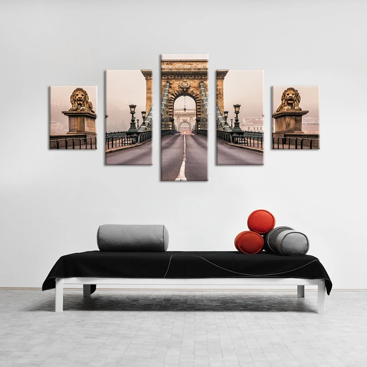 Unframed 5 Panel bridge Modern Printed Painting On Canvas Home Decor