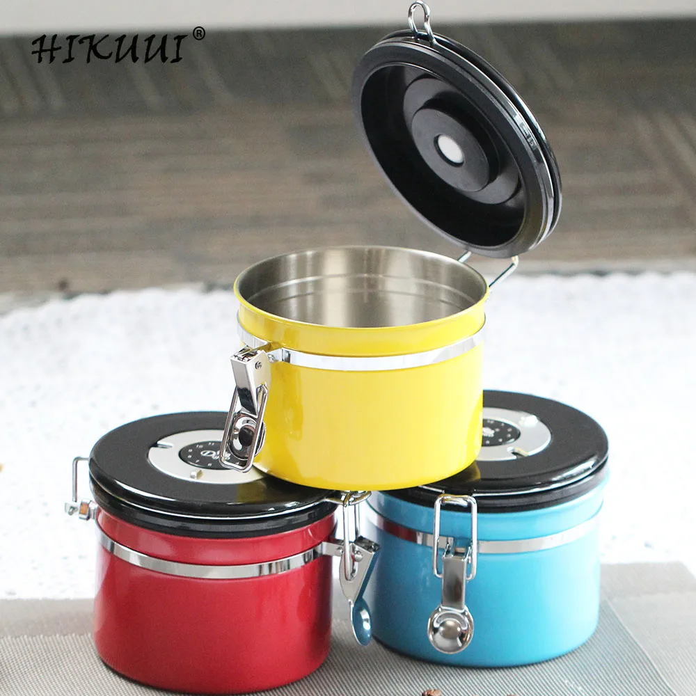 

High Capacity Coffee Beans Jars Adjustable Storage Time Tea Cans Multifunction Stainless Steel Storage Tank Exhaust Valve
