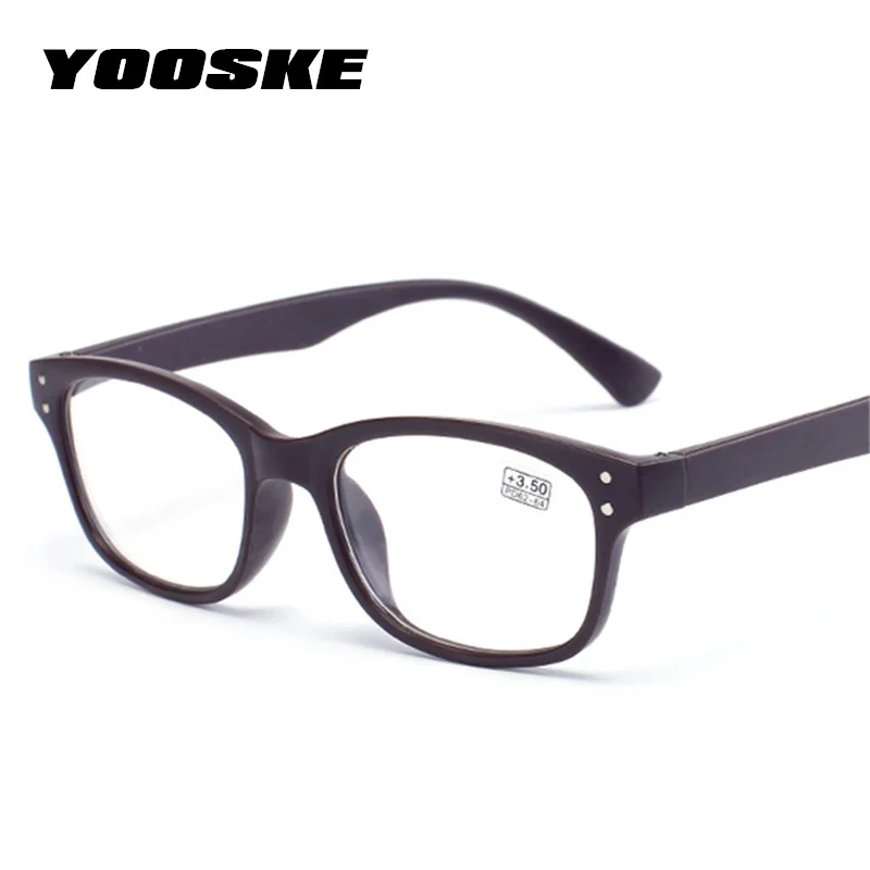 YOOSKE модные очки для чтения для женщин Для женщин Сверхлегкий Смола объектива Для мужчин пресбиопические очки для чтения диоптрий 1,0 1,5 2,0 2,5 3,0 3,5 4,0 - Цвет оправы: Brown