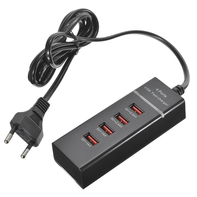 Универсальное зарядное устройство для телефона вилка стандарта ЕС и США 4 usb