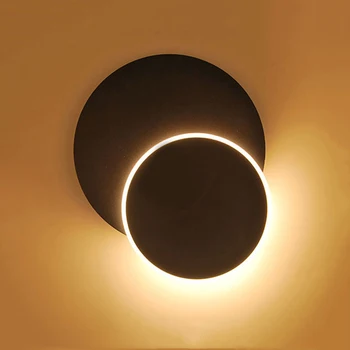 LED Moon Eclipse Round Wall Light Rotatable Bedside Light Black/White Lampshade Wall Lamp Modern Wall Night Lights for Kid Decor LED Moon Eclipse Round Wall Light Rotatable Bedside Light Black/White Lampshade Wall Lamp Modern Wall Night Lights for Kid Decor