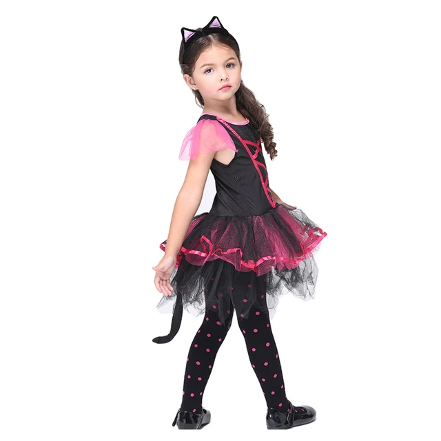 Girls Halloween Party Cosplay Catwoman Costumes Tutu Fancy Dress with