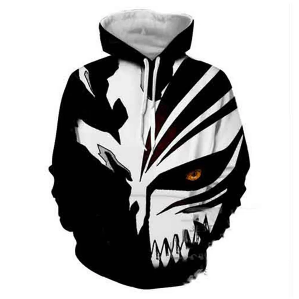 

3D New Design Bleach Hoodies Black And White Striped Fashion Sweatshirt Street Style For Men Women Hoodie