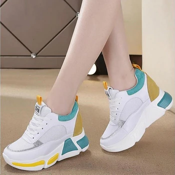 

2020 New Spring Autumn Platform Casual Shoes Woman Sneakers Mesh Thick Soled Women Korean Style Ladies Chaussures Femme W409