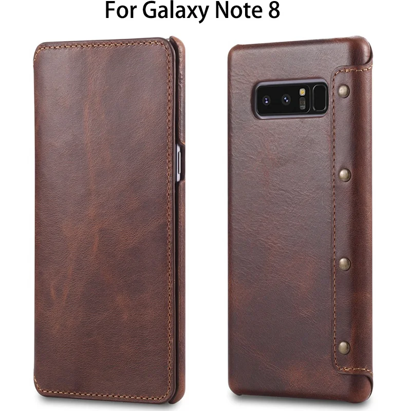 Luxury Business Style Genuine Real Leather Wallet Case For Samsung Galaxy Note 8 Flip Case Cover Leather For Samsung Note 8