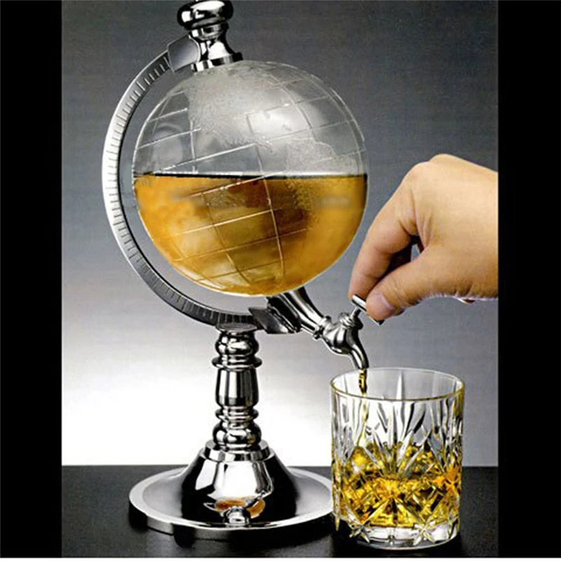 

HENGHOME 1PCS Creative 1000cc Globe Shaped Beverage Liquor Dispenser Drink Wine Beer Pump Single Canister Pump