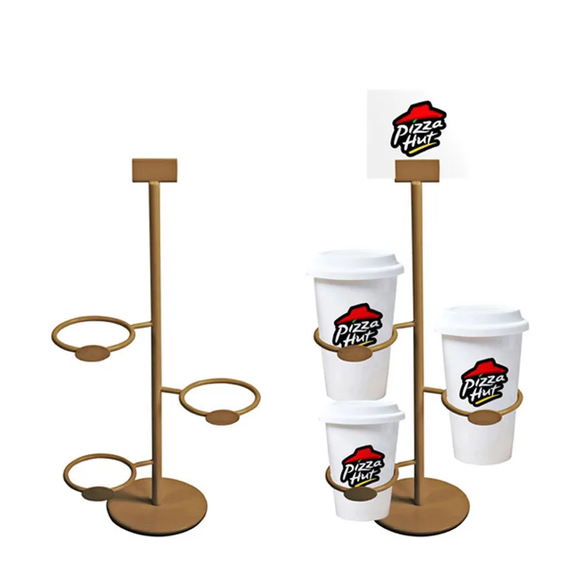 Stainless Steel Metal Cup Shelf Drink Shop Ads Beverage Paper Plastic