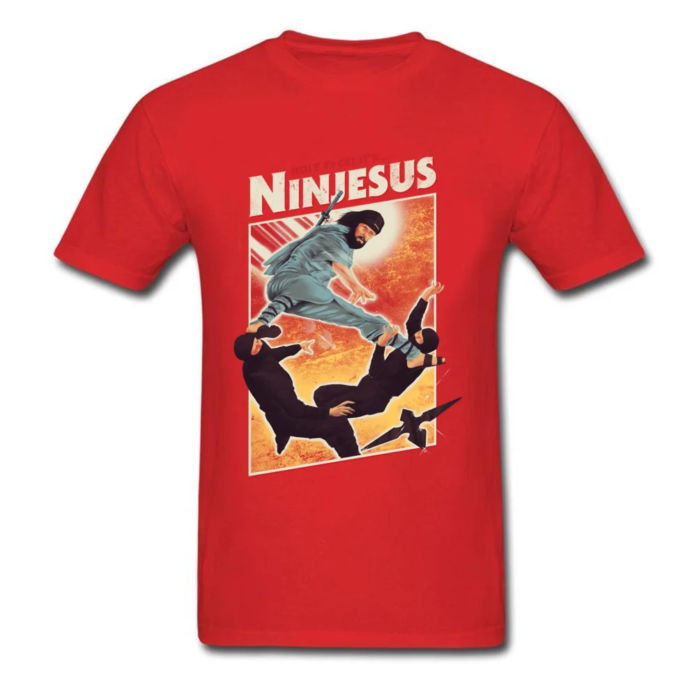 Мужская футболка с забавным персонажем Ninjesus 3D топы Ninja черная изображением