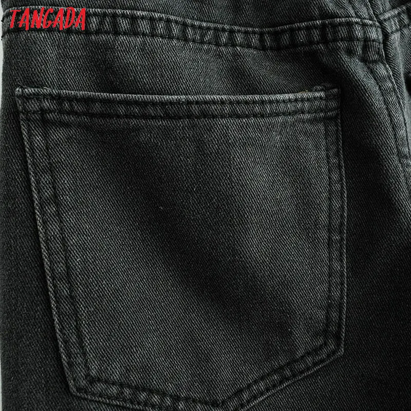 Tangada, женские джинсовые шорты с высокой талией, черные,, летние женские короткие джинсовые шорты, корейская мода, повседневные Брендовые джинсовые шорты FN77